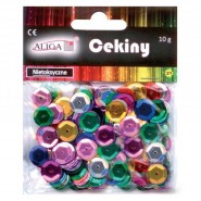 cekiny okrągłe 10mm, metalizowane, mix kolorów, 10g